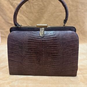 Bellstone Elegant Brown Crocodile-Embossed Handbag
